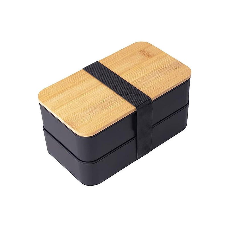 Екі қабатты бамбук қақпағы Bento түскі ас қорабы