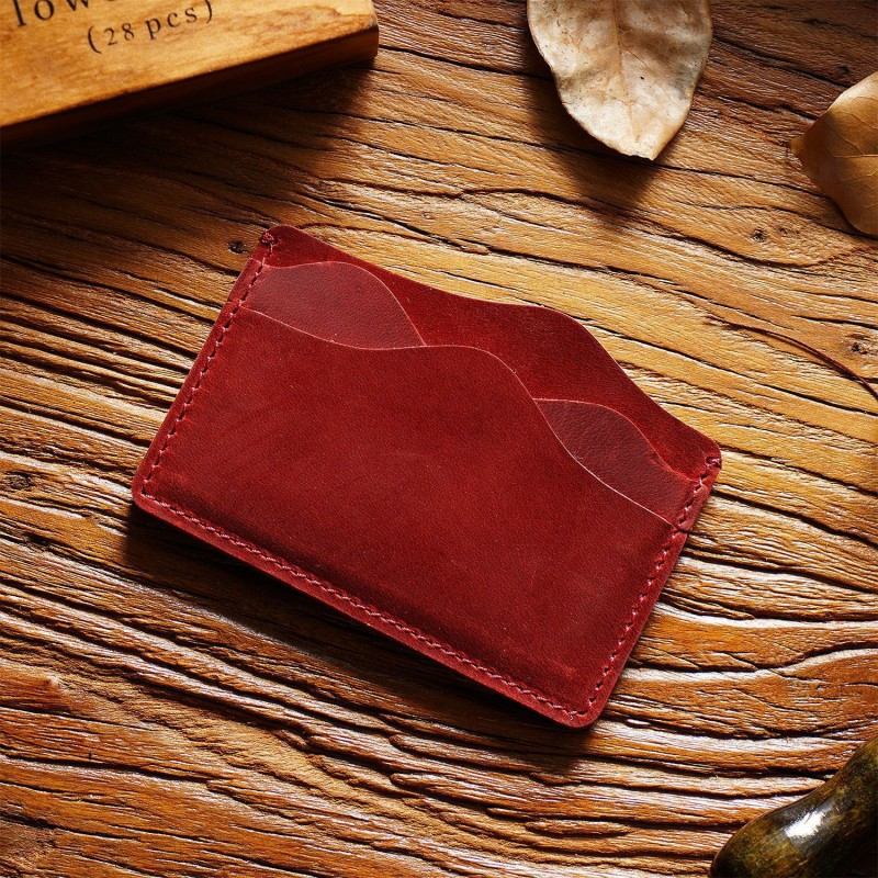 Vintage Crazy Horse PU былғары 3-ұялы толқынды карта ұстағышы