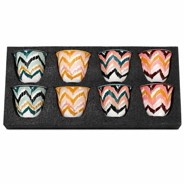 Boho Wave керамикалық шыныаяқ 8 дана эспрессо шайына арналған сыйлық жинағы