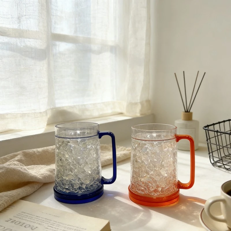 Double Wall Faux Ice Designplastic Beer Mug